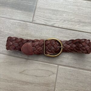 Brown chunky braided leather belt